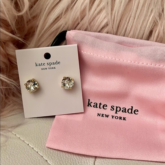 Kate Spade Clear Gold Plated Gumdrop Crystal Stud Earrings O/S - Picture 5 of 9